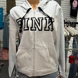 PINK Victoria's Secret Gray Zip-Up Hoodie Jacket